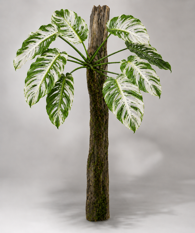 Monstera lechleriana 'Variegata' als adulte panaschierte Pflanze