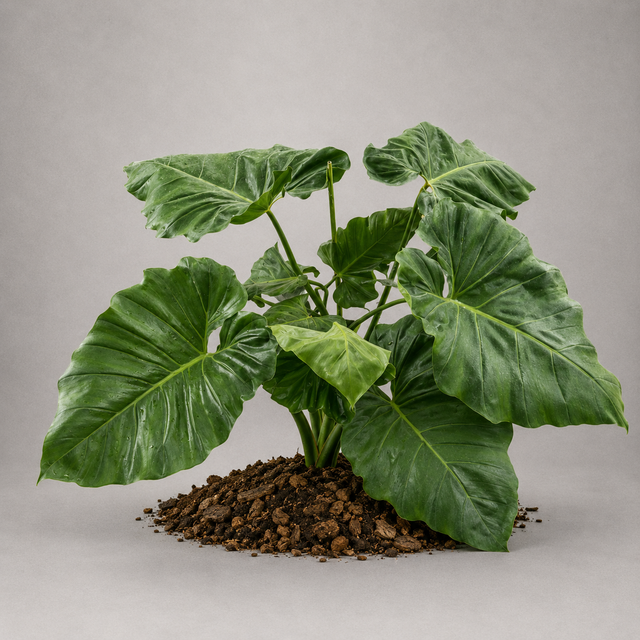 Philodendron giganteum als adulte Philodendron-Pflanze mit großen Blättern